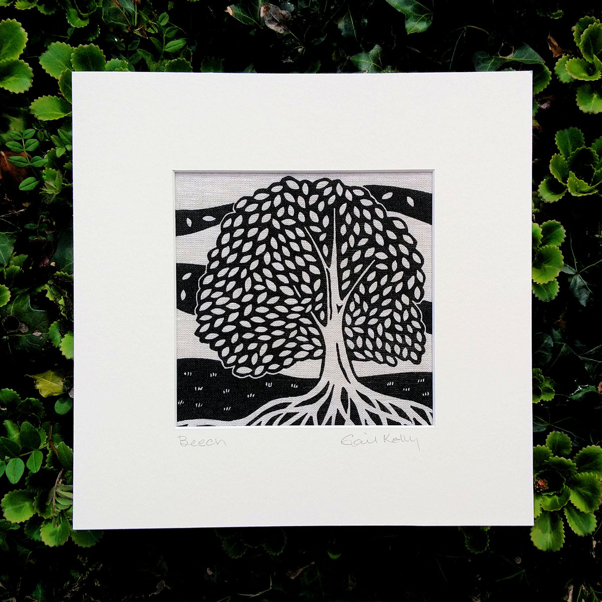 Beech ~ Linocut Printed On Irish Linen – Gailkellyprintmaker