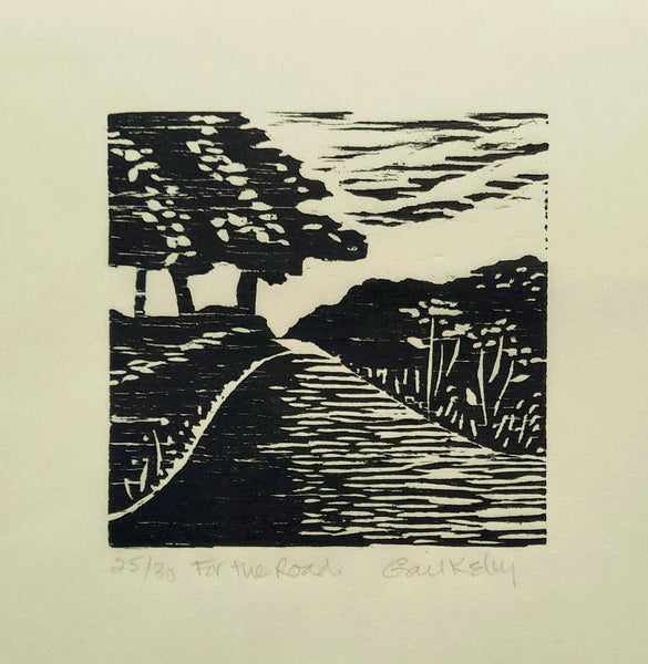 For the Road, woodcut, hand printed, #tinyprinttuesday