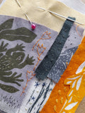 Little Frog ~ linen collage