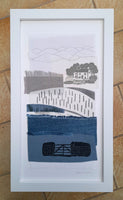 Coming Home ~ hand stitched linen collage