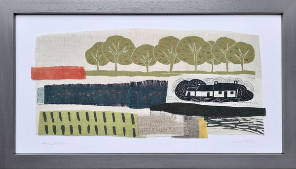 Home Again ~ hand stitched linen collage