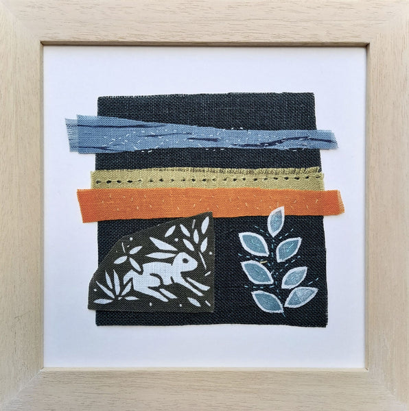 Little Hare ~ linen collage