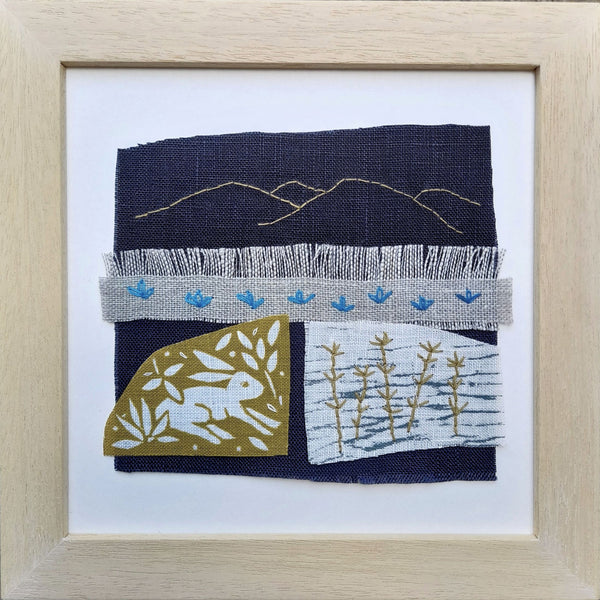 Little Hare ~ linen collage