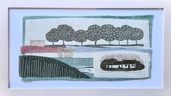 Home Farm ~ hand stitched linen collage