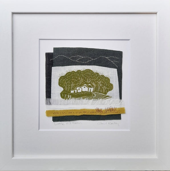 Little Hill Farm ~ hand stitched linen collage