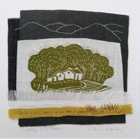 Little Hill Farm ~ hand stitched linen collage