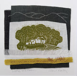 Little Hill Farm ~ hand stitched linen collage