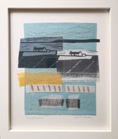 Neighbours ~ hand stitched linen collage