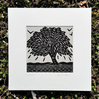 Willow ~ linocut printed on Irish linen