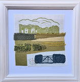 Home Again ~ hand stitched linen collage