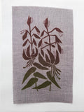 Lillies ~ hand stitched linen collage