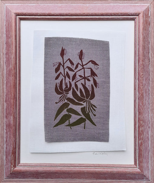 Lillies ~ hand stitched linen collage
