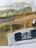Home Again ~ hand stitched linen collage