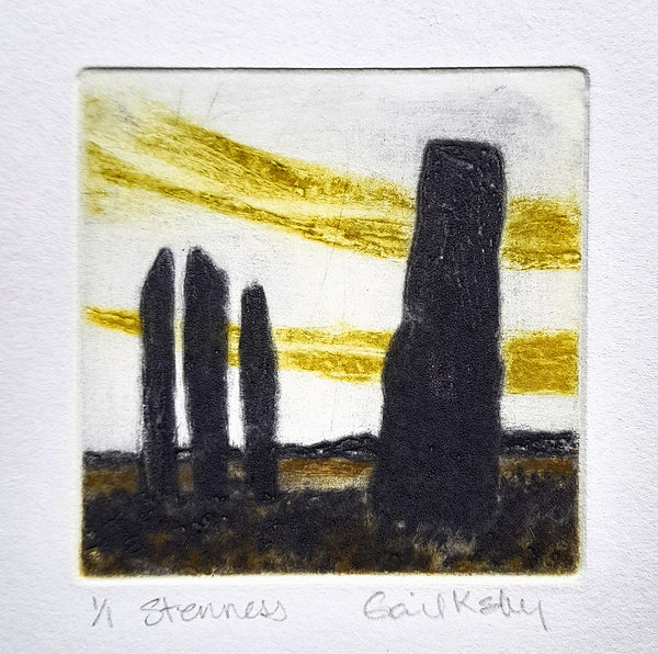 Stenness, standing stones, hand printed, #tinyprinttuesday