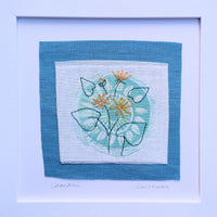 Celandine ~ hand stitched linen collage