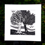 Marriage Trees - linocut printed on Irish linen (large)